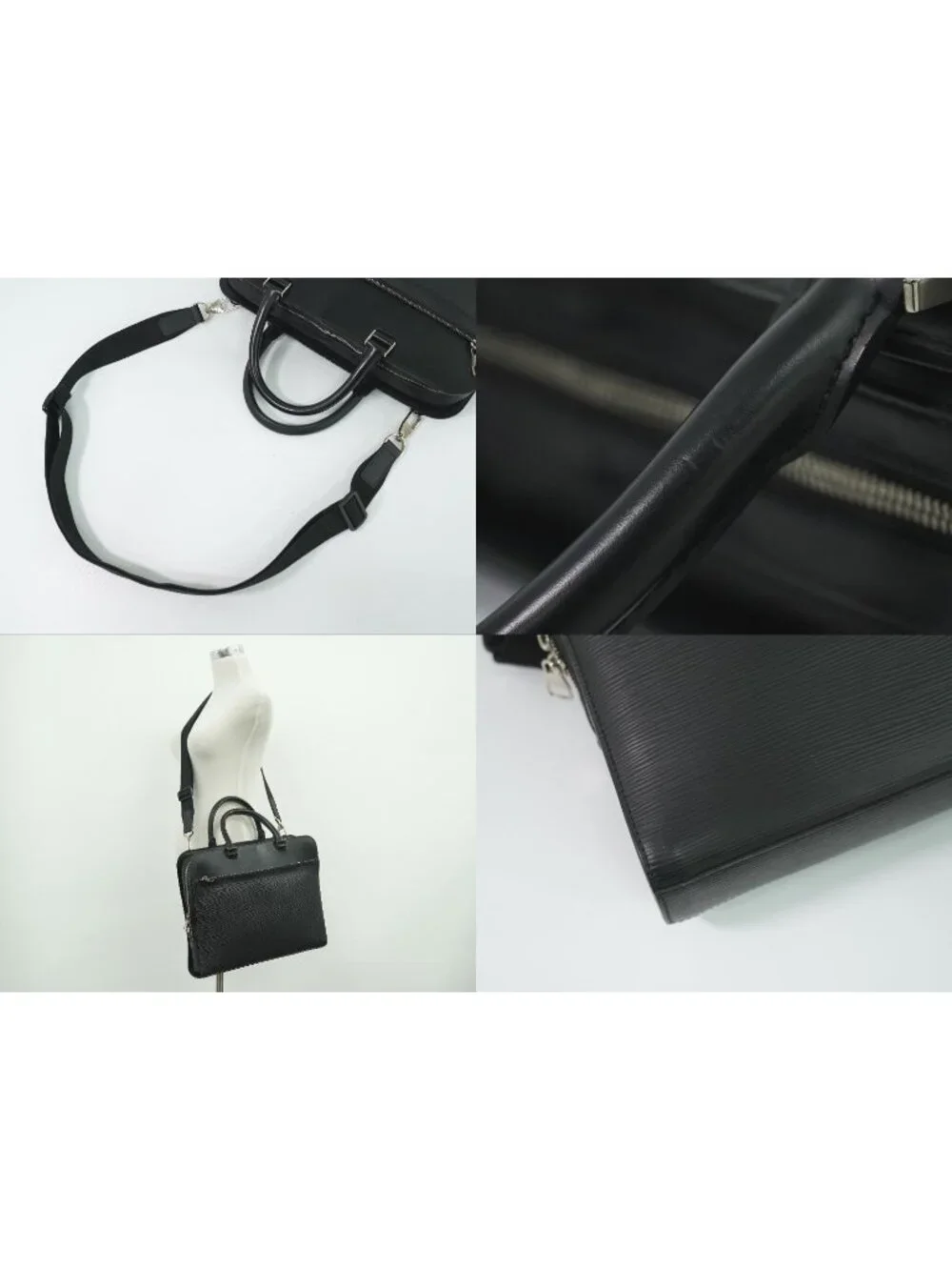Louis Vuitton LV Bassano MM Epi Leather 2-Way Business Bag Handbag Noir Black
